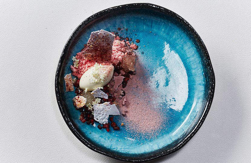 The Test Kitchen - Summer berries, elderflower ice cream, strawberry and coconut meringue, berry and lime snow | World Travel Magazine The Test Kitchen - Summer berries, elderflower ice cream, strawberry and coconut meringue, berry and lime snow