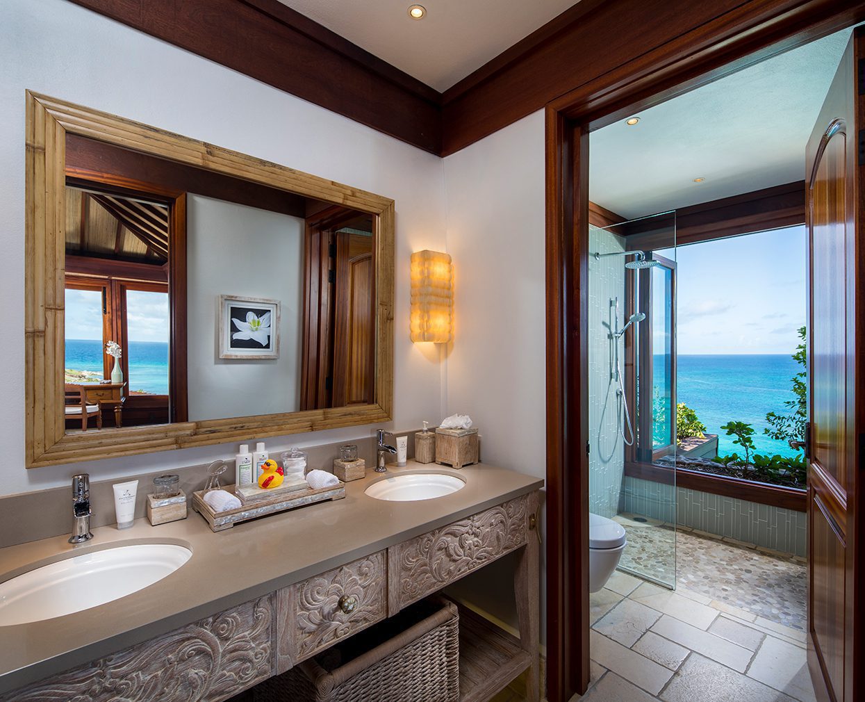 Even bathrooms come with fantastic views at Necker Island | World Travel Magazine Even bathrooms come with fantastic views at Necker Island