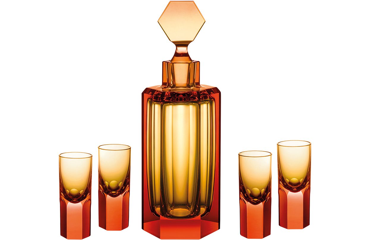Hexagon Liquer Set in Amber Crystal at Asprey | World Travel Magazine Hexagonal Liqueur set in Amber Crystal at asprey.com