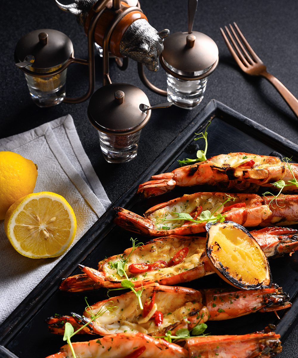 Grilled Tiger Prawns at Bull Bear | World Travel Magazine Grilled Tiger Prawns at Bull Bear