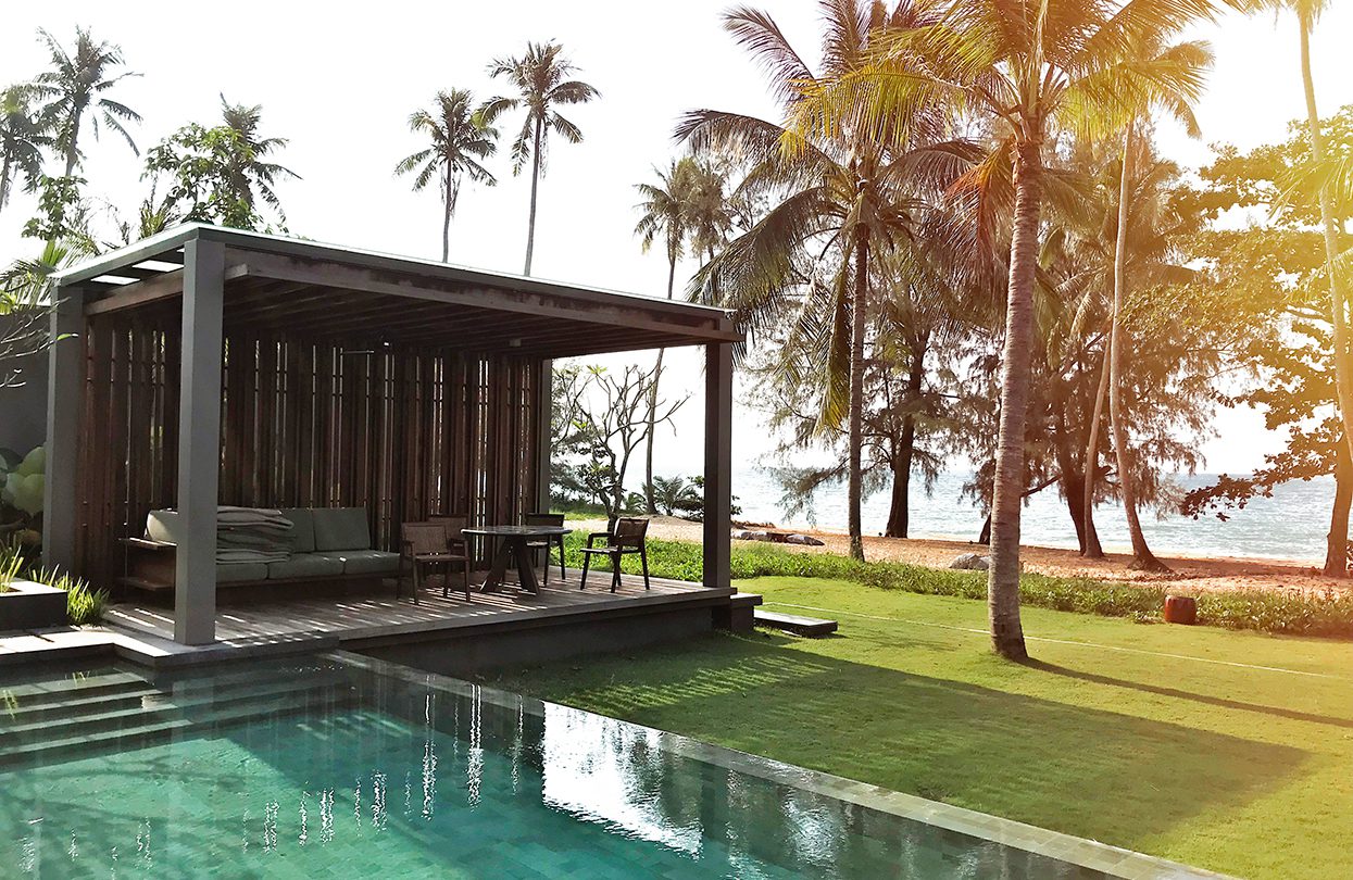 The sleek private pool, lanai and lawn of the ocean facing villas at Alila Villas Koh Russey | World Travel Magazine The sleek private pool, lanai and lawn of the ocean facing villas at Alila Villas Koh Russey
