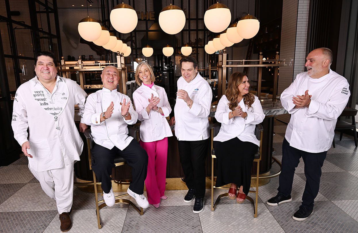 Chefs Gaston Acurio, Nobu Matsuhisa, Mich Turner, Costas Spiliadis, Ariana Bundy and José Andres at Atlantis The Royal, photo by Jeff Spicer, Getty Images for Atlantis The Royal | World Travel Magazine Chefs Gaston Acurio, Nobu Matsuhisa, Mich Turner, Costas Spiliadis, Ariana Bundy and José Andres at Atlantis The Royal, photo by Jeff Spicer, Getty Images for Atlantis The Royal