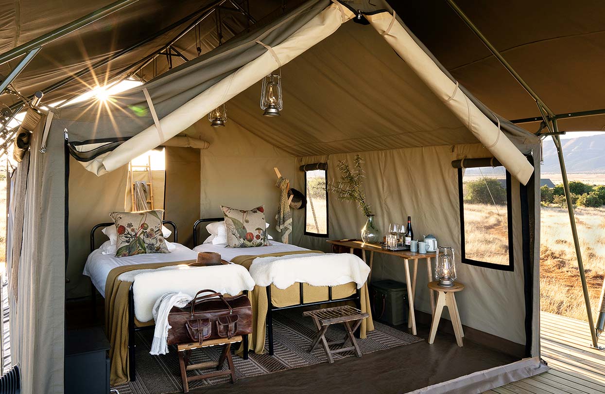 Samara Plains Camp tent beds, Maike McNeill | World Travel Magazine Samara Plains Camp tent beds, Maike McNeill